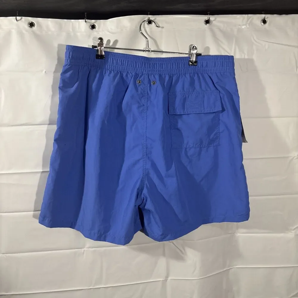 NWT Vintage Polo Ralph Lauren Swim Trunks Mens 2XL Blue 5” Inseam Yellow Pony